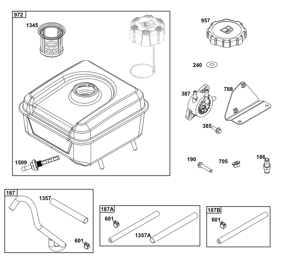 Fuel Supply Group Diagram and Parts List for 12V337-0171-H7  Briggs and Stratton Engine